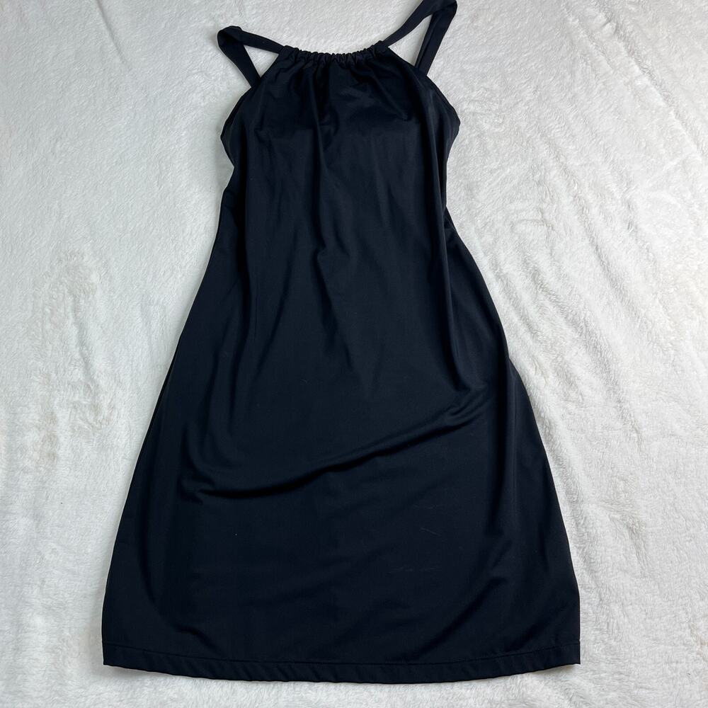 Athleta Kokomo Swim Sun Dress Tie Back Black Built In Bra Women's Size XXS